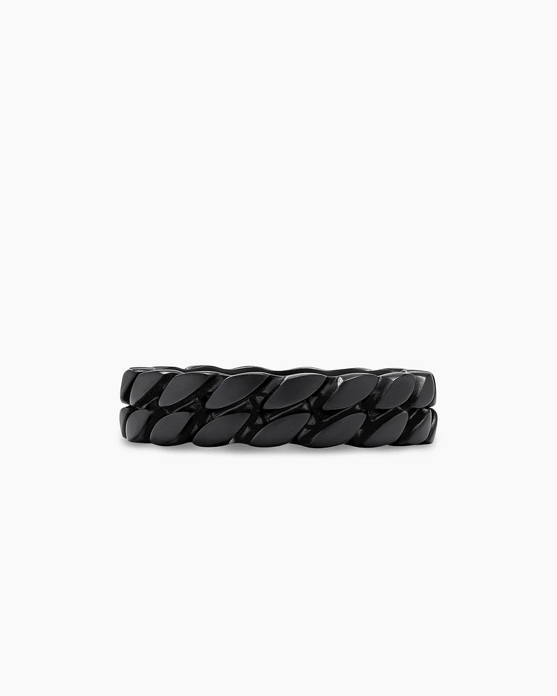 Curb Chain Band Ring Black Titanium, 6mm