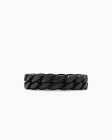Curb Chain Band Ring Black Titanium, 6mm