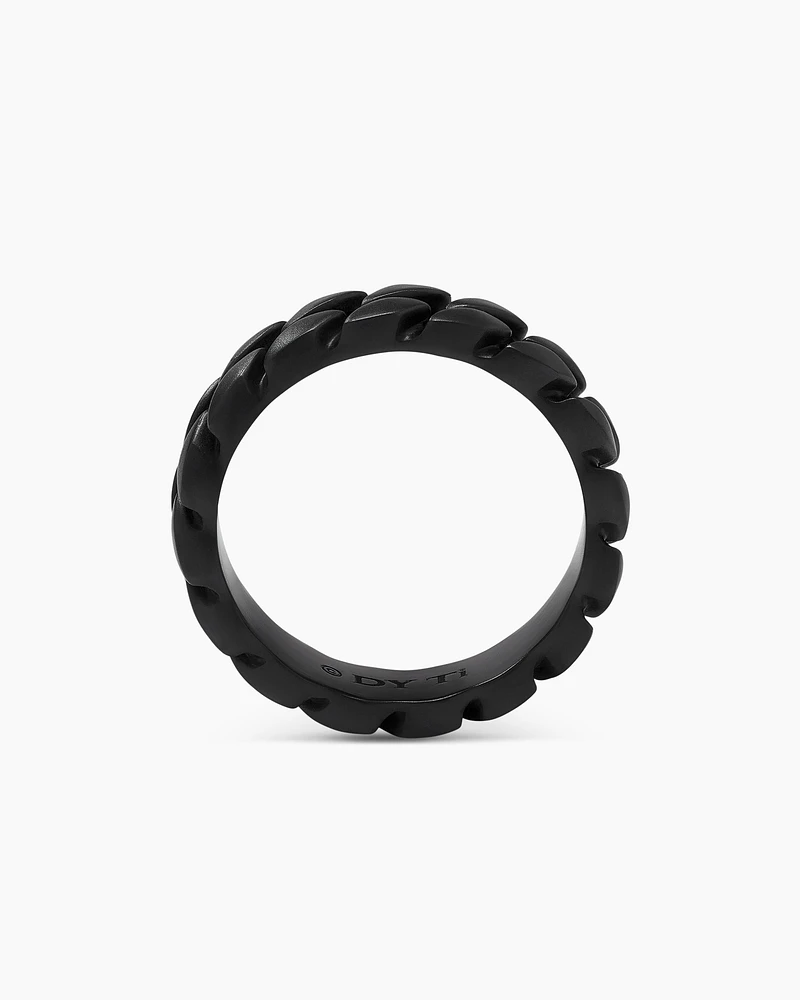 Curb Chain Band Ring Black Titanium, 6mm