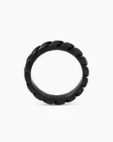 Curb Chain Band Ring Black Titanium, 6mm