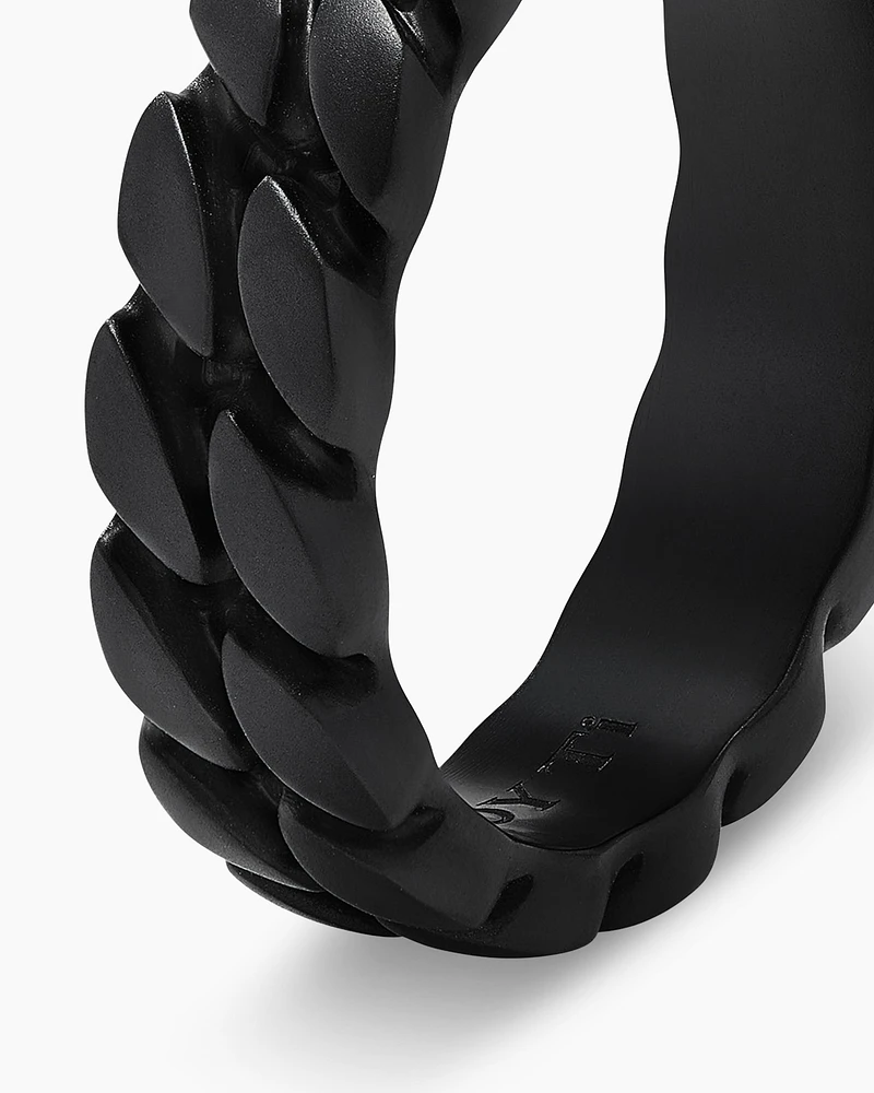 Curb Chain Band Ring Black Titanium, 6mm