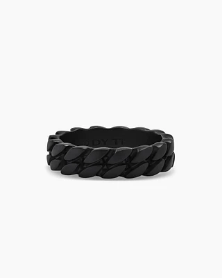 Curb Chain Band Ring Black Titanium, 6mm