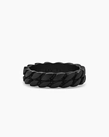 Curb Chain Band Ring Black Titanium, 6mm