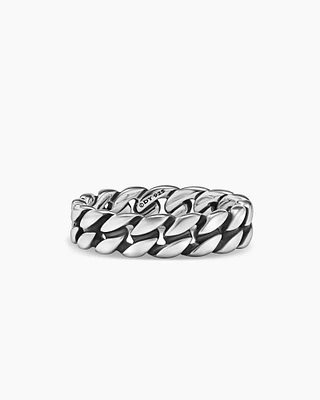 Curb Chain Band Ring Sterling Silver, 6mm