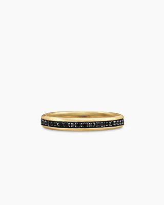 Beveled Band Ring 18K Yellow Gold with Black Diamonds, 3.5mm