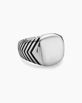 Chevron Signet Ring Sterling Silver, 18mm