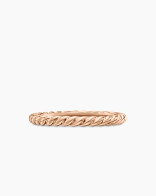 DY Cable Band Ring 18K Rose Gold, 2mm