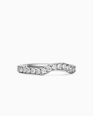 DY Eden Band Ring Platinum with Pavé Diamonds, 2.3mm