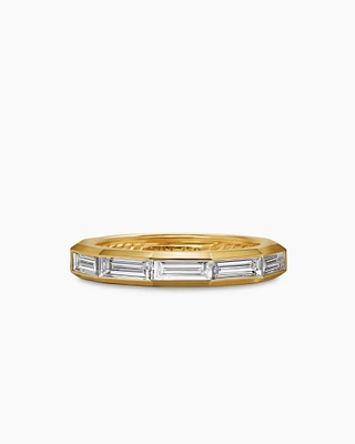 DY Delaunay Faceted Band Ring in 18K Yellow Gold with Diamonds, 2.5mm