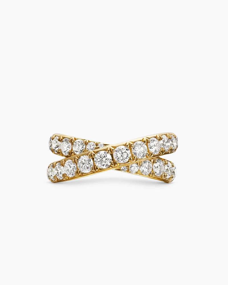 DY Crossover® Band Ring 18K Yellow Gold with Diamonds, 8mm