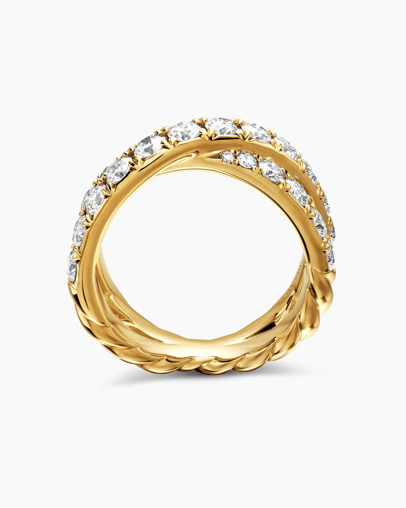 DY Crossover® Band Ring 18K Yellow Gold with Diamonds, 8mm