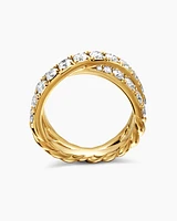 DY Crossover® Band Ring 18K Yellow Gold with Diamonds, 8mm