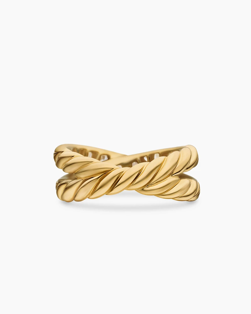 DY Crossover® Band Ring 18K Yellow Gold with Diamonds, 8mm