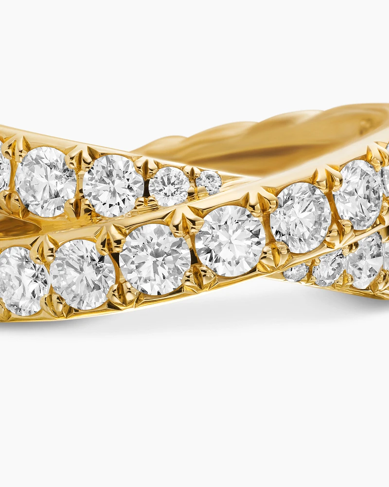 DY Crossover® Band Ring 18K Yellow Gold with Diamonds, 8mm