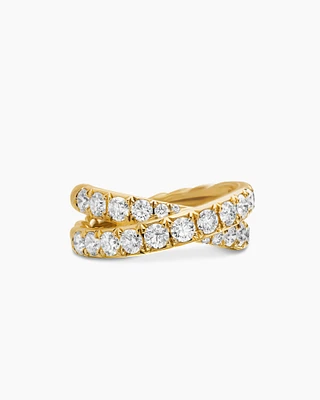 DY Crossover® Band Ring 18K Yellow Gold with Diamonds, 8mm