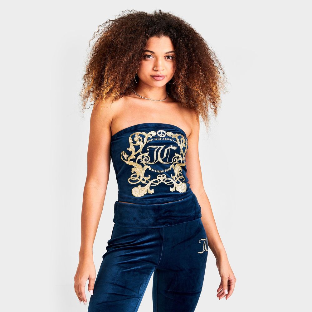 JUICY COUTURE Women's Juicy Couture Monogram Velour Tube Top With