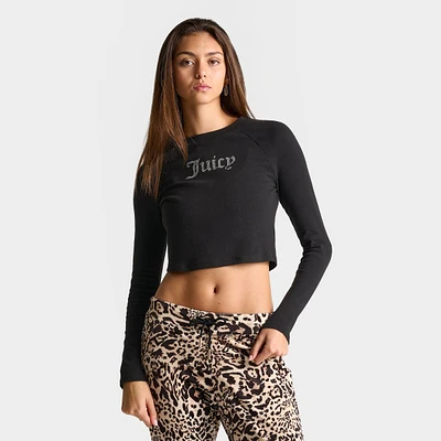 Women's Juicy Couture Bling Long-Sleeve Cropped T-Shirt