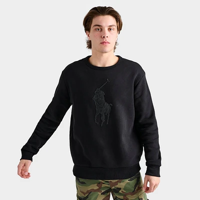Men's Polo Ralph Lauren Leather-Pony Fleece Crewneck Sweatshirt