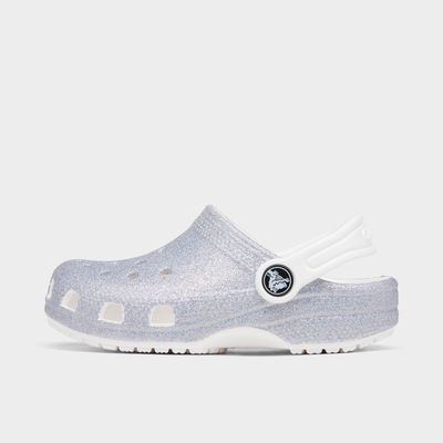 Finish Line Girls Shoes Clogs Girls Little Kids Classic Glitter Clog Shoes in Grey/White Size 1.0 