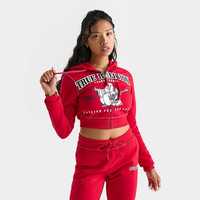 Women's True Religion Big T Full-Zip Cropped Hoodie