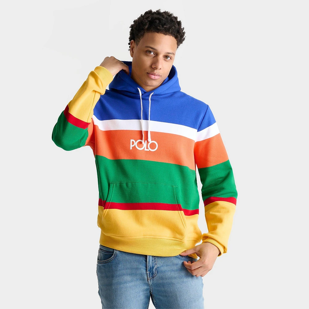 Men's Polo Ralph Lauren Logo Striped Fleece Hoodie