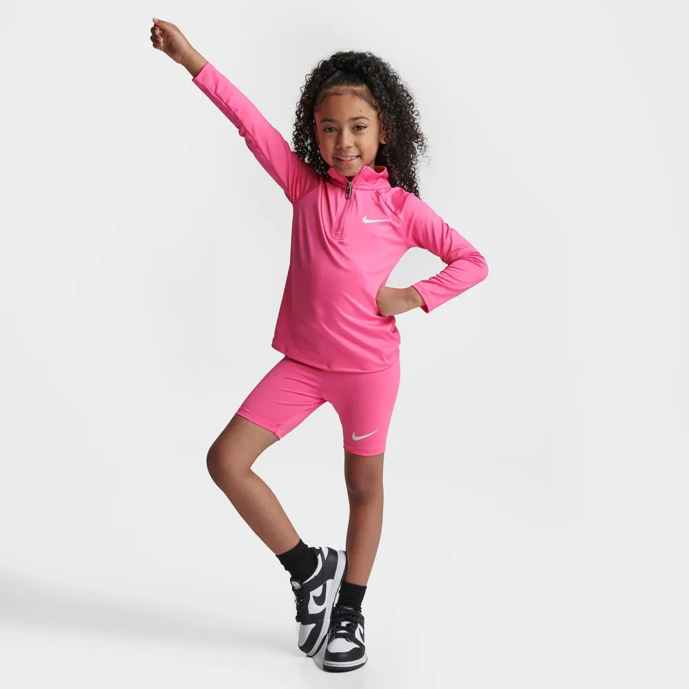 NIKE Girls' Little Kids' Nike Pro Quarter-Zip Top and Shorts Set