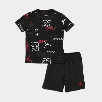 Little Kids' Jordan Allover Print T-Shirt And Shorts Set