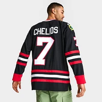 Men's Mitchell & Ness Blue Line Chris Chelios Chicago Blackhawks NHL 97-98 Alternate Hockey Jersey