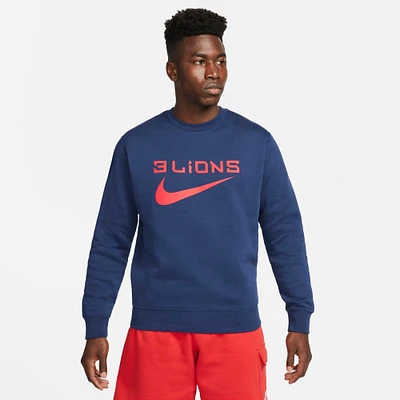 Men's Nike England 3 Lions Club Fleece Crewneck Sweatshirt