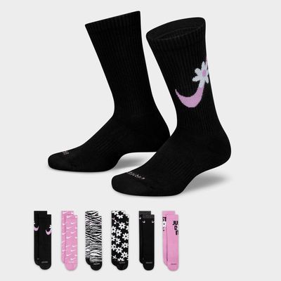 Girls' Big Kids' Nike Everyday Plus Cushioned Crew Socks (6-Pack)