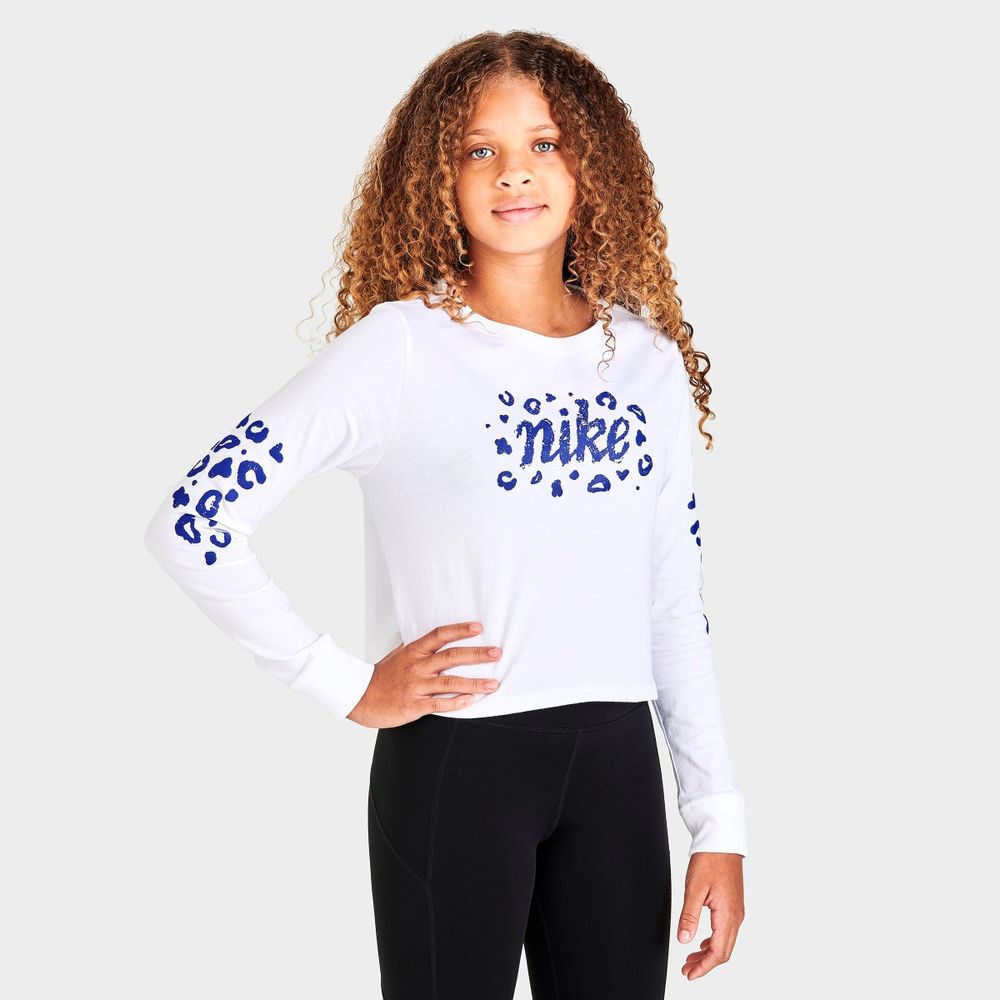 Girls' Nike Animal Long-Sleeve Cropped T-Shirt