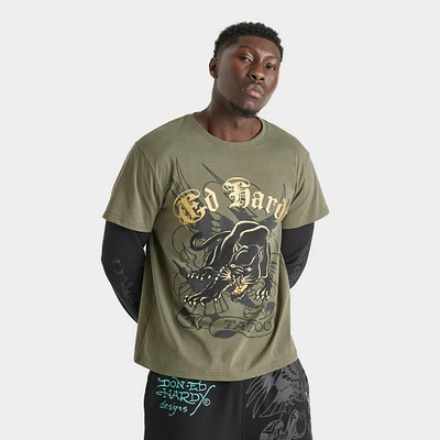 Men's Ed Hardy Crouching Panther Hang Down Thermal Long-Sleeve T-Shirt