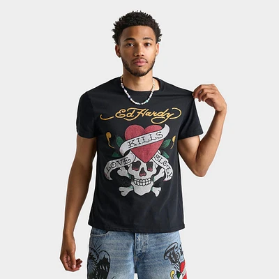 Men's Ed Hardy Love Kills Slowly Rhinestone Skull T-Shirt