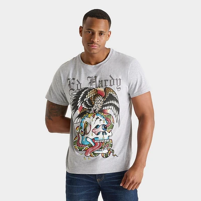 Men's Ed Hardy Rhinestone Battle Skull T-Shirt