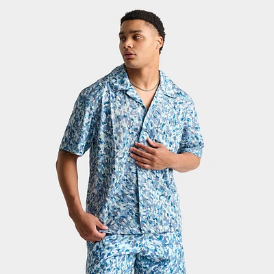 Men's Jordan Essentials Allover Print Button-Down Poolside Top