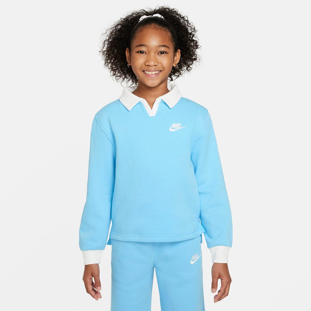 Girls' Nike Sportswear Club Fleece Long-Sleeve Polo Shirt