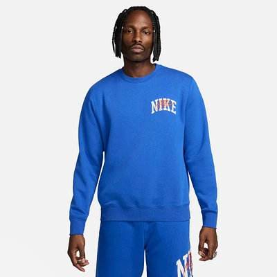 Men's Nike Club Fleece Varsity Graphic Long-Sleeve Crewneck Sweatshirt