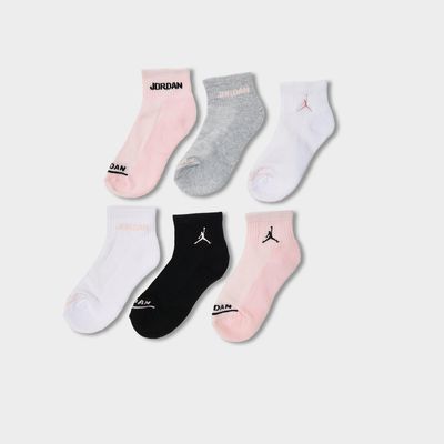 Finish Line Girls Clothing Underwear Socks 6-Pack in Black/Pink/Pink Size Small Cotton/Nylon/Polyester Girls Everyday Dri-FIT No-Show Socks 