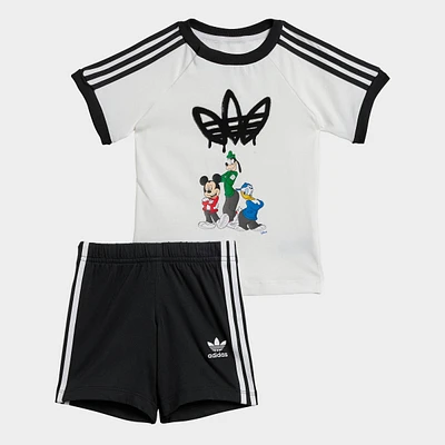 Infant and Toddler adidas Originals x Disney Mickey Mouse T-Shirt Shorts Set