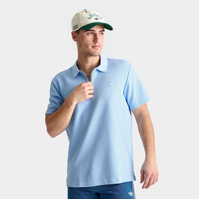 Men's adidas Originals Trefoil Essentials Waffle Zip Polo Shirt