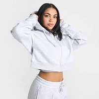 Women's Pink Soda Sport Cropped Full-Zip Hoodie