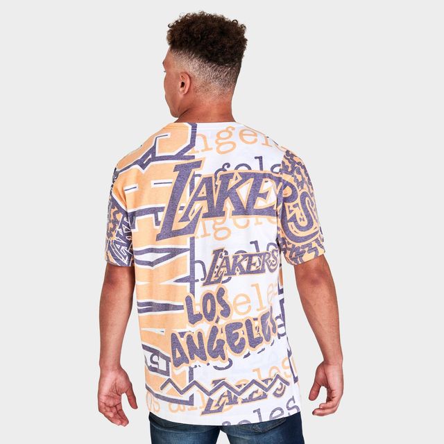 Mitchell and Ness Men's Mitchell & Ness NBA Paintbrush Los Angeles Lakers  Sublimated Graphic T-Shirt