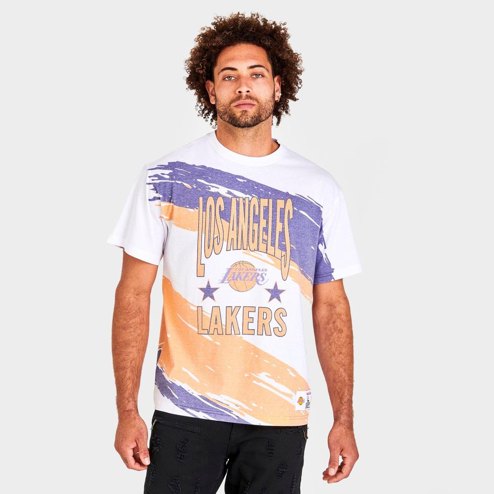Mitchell and Ness Men's Mitchell & Ness NBA Paintbrush Los Angeles Lakers  Sublimated Graphic T-Shirt