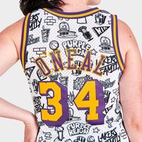 Mitchell and Ness Women's Mitchell & Ness Los Angeles Lakers NBA Shaquille  O'Neal Doodle Swingman 1996-97 Jersey