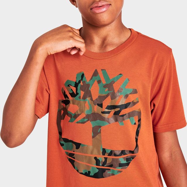 Timberland Big Boys Camo Box T-Shirt | Snow White | Size Medium | Cotton