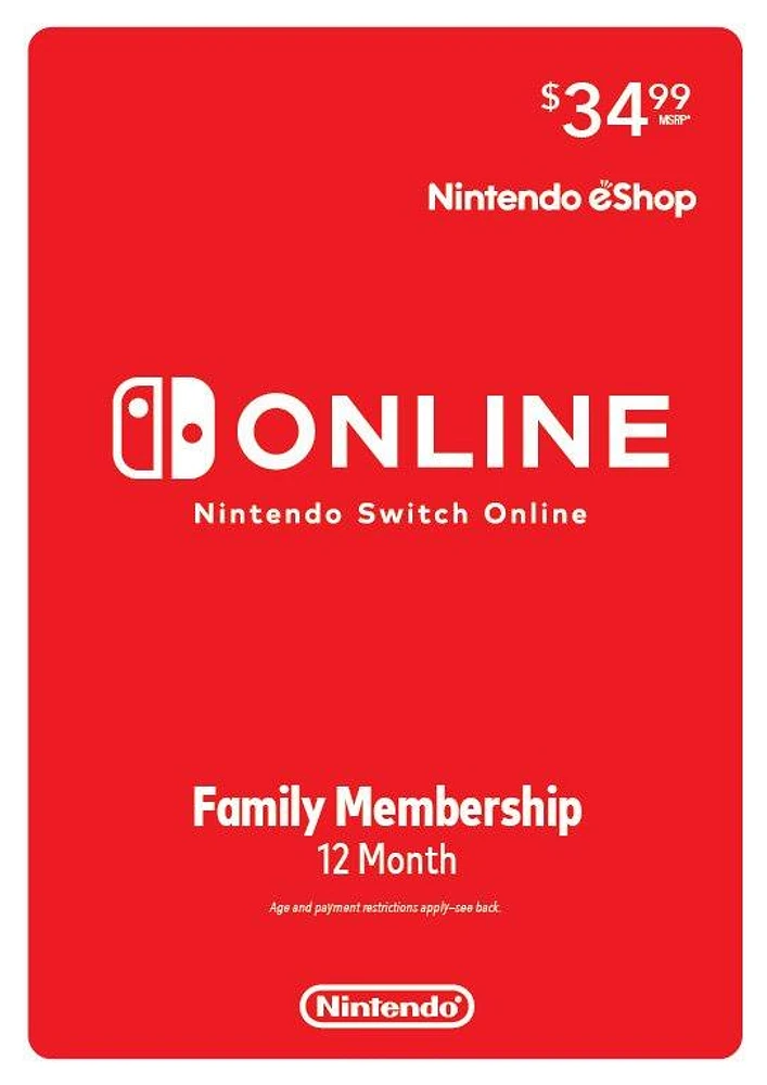 Nintendo Switch Online Membership 12 Month Family