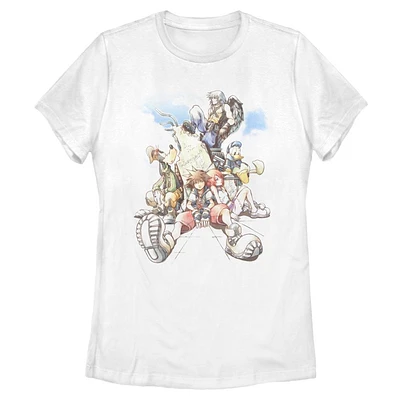 Kingdom Hearts Characters in the Clouds Womens T-Shirt