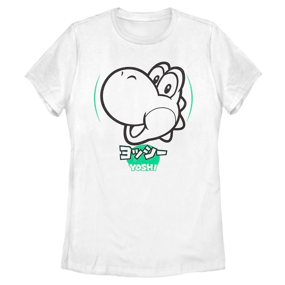 Super Mario Yoshi Outline Portrait Womens T-Shirt