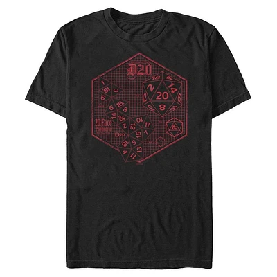 Dungeons and Dragons 20 Face Polyhedron Schematic T-Shirt