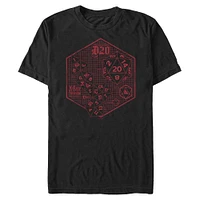 Dungeons and Dragons 20 Face Polyhedron Schematic T-Shirt